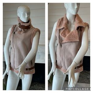 Cozy Pink Faux Suede Fleece Lined Vest Size Medium
